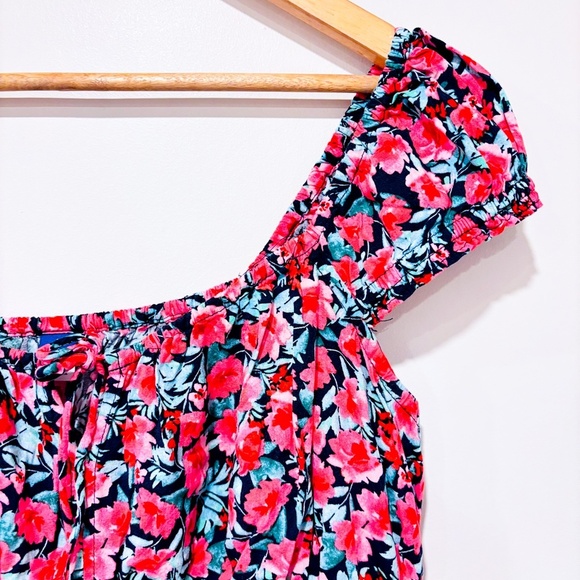 OLD NAVY Black & Red Floral Smocked Summer Dress | Large * - Picture 5 of 9